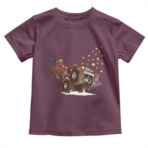 Thanksgiving Turkey Toddler T Shirt Riding Monster Truck Boys Kids TS10 Maroon Print Your Wear