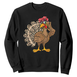 Funny Thanksgiving Sweatshirt Turkey Women Girl Leopard Print Autumn Fall TS10 Black Print Your Wear