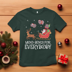 Christmas Moo Deng T Shirt Moo-deng For Everybody Funny Xmas Santa TS10 Dark Forest Green Print Your Wear