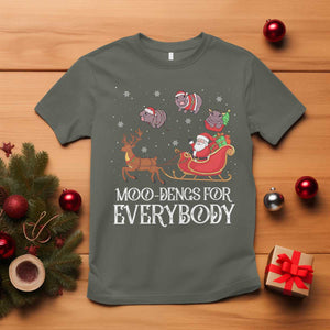 Christmas Moo Deng T Shirt Moo-deng For Everybody Funny Xmas Santa TS10 Military Green Print Your Wear