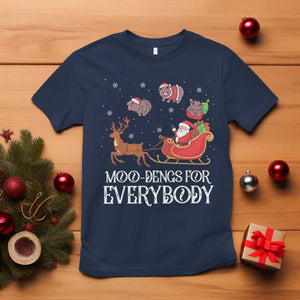 Christmas Moo Deng T Shirt Moo-deng For Everybody Funny Xmas Santa TS10 Navy Print Your Wear