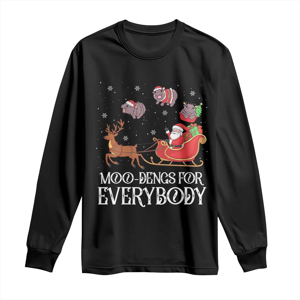 Christmas Moo Deng Long Sleeve Shirt Moo-deng For Everybody Funny Xmas Santa TS10 Black Print Your Wear