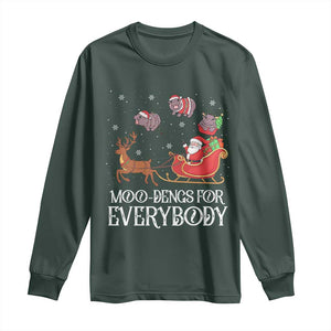 Christmas Moo Deng Long Sleeve Shirt Moo-deng For Everybody Funny Xmas Santa TS10 Dark Forest Green Print Your Wear