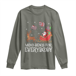 Christmas Moo Deng Long Sleeve Shirt Moo-deng For Everybody Funny Xmas Santa TS10 Military Green Print Your Wear