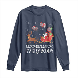 Christmas Moo Deng Long Sleeve Shirt Moo-deng For Everybody Funny Xmas Santa TS10 Navy Print Your Wear