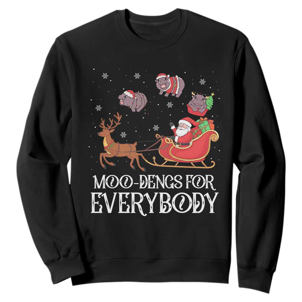 Christmas Moo Deng Sweatshirt Moo-deng For Everybody Funny Xmas Santa TS10 Black Print Your Wear