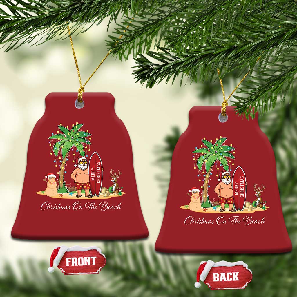 Hawaii Christmas Ornament Christmas On The Beach Holiday Xmas Palm Tree TS10 Bell Flake Red Print Your Wear