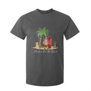 Hawaii Christmas T Shirt For Kid Christmas On The Beach Holiday Xmas Palm Tree TS10 Dark Heather Print Your Wear