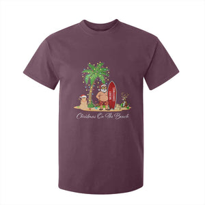 Hawaii Christmas T Shirt For Kid Christmas On The Beach Holiday Xmas Palm Tree TS10 Maroon Print Your Wear