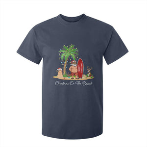 Hawaii Christmas T Shirt For Kid Christmas On The Beach Holiday Xmas Palm Tree TS10 Navy Print Your Wear