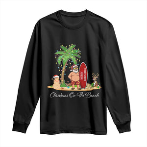 Hawaii Christmas Long Sleeve Shirt Christmas On The Beach Holiday Xmas Palm Tree TS10 Black Print Your Wear