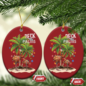 Mele Kalikimaka Hawaiian Christmas Christmas Ornament Deck The Palms Holiday Flamingo Beach Family Vacation In Hawaii TS10 Oval Red Print Your Wear