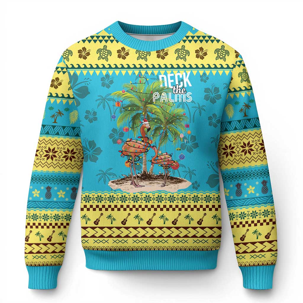 Mele Kalikimaka Hawaiian Christmas Ugly Christmas Sweater Deck The Palms Holiday Flamingo Beach Family Vacation In Hawaii TS10 Hawaii Print Your Wear