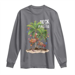 Mele Kalikimaka Hawaiian Christmas Long Sleeve Shirt Deck The Palms Holiday Flamingo Beach Family Vacation In Hawaii TS10 Charcoal Print Your Wear