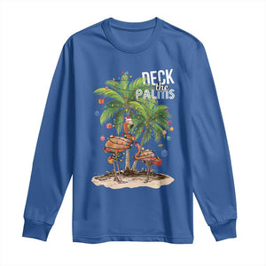 Mele Kalikimaka Hawaiian Christmas Long Sleeve Shirt Deck The Palms Holiday Flamingo Beach Family Vacation In Hawaii TS10 Royal Blue Print Your Wear