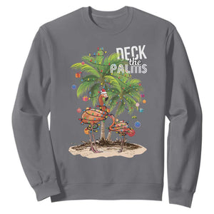 Mele Kalikimaka Hawaiian Christmas Sweatshirt Deck The Palms Holiday Flamingo Beach Family Vacation In Hawaii TS10 Charcoal Print Your Wear