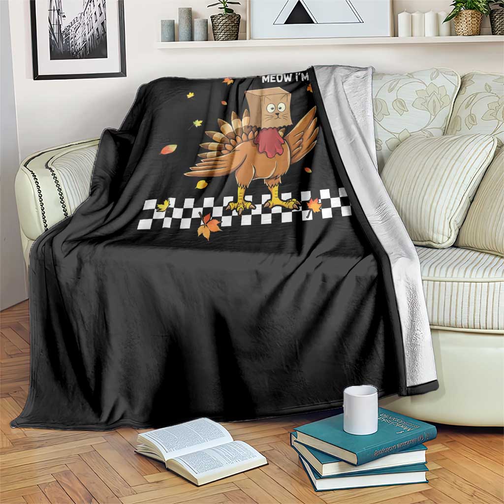 Turkey Cat Throw Blanket Funny Thanksgiving Meow TS10 Print Your Wear