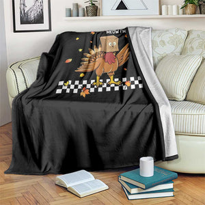 Turkey Cat Throw Blanket Funny Thanksgiving Meow TS10 Print Your Wear
