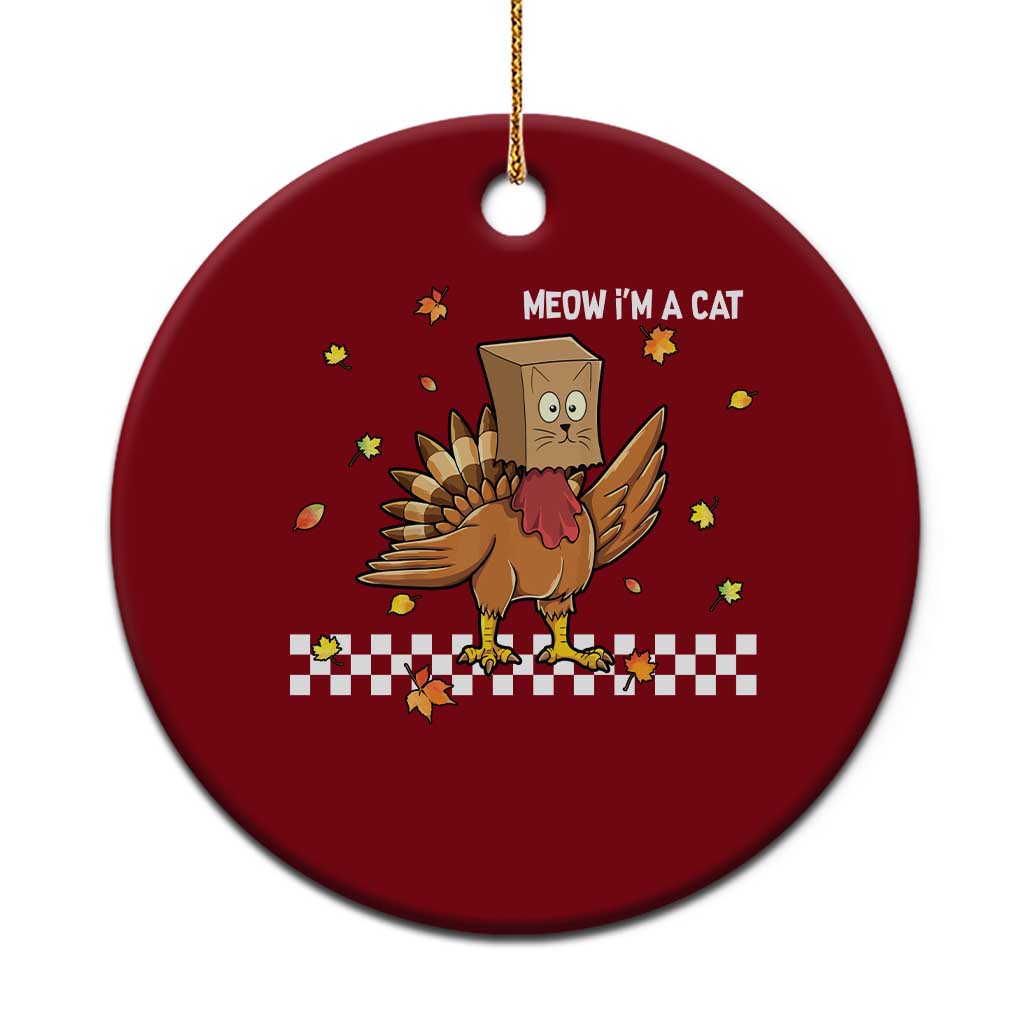 Turkey Cat Ceramic Ornament Funny Thanksgiving Meow TS10 1pc Red Print Your Wear