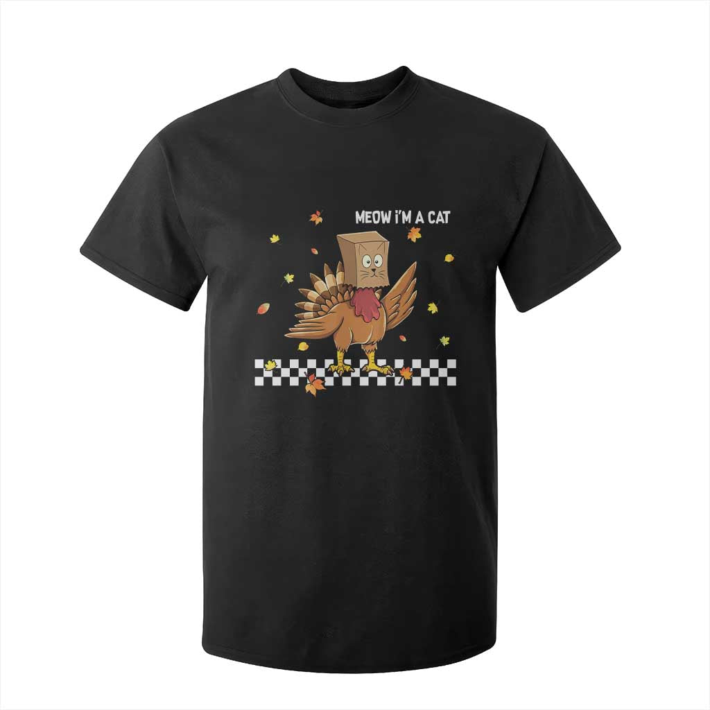 Turkey Cat T Shirt For Kid Funny Thanksgiving Meow TS10 Black Print Your Wear