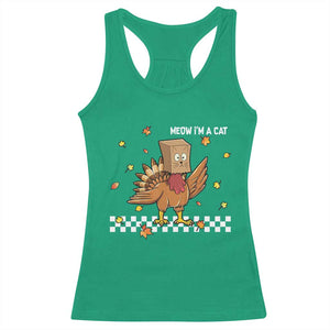 Turkey Cat Racerback Tank Top Funny Thanksgiving Meow TS10 Irish Green Print Your Wear