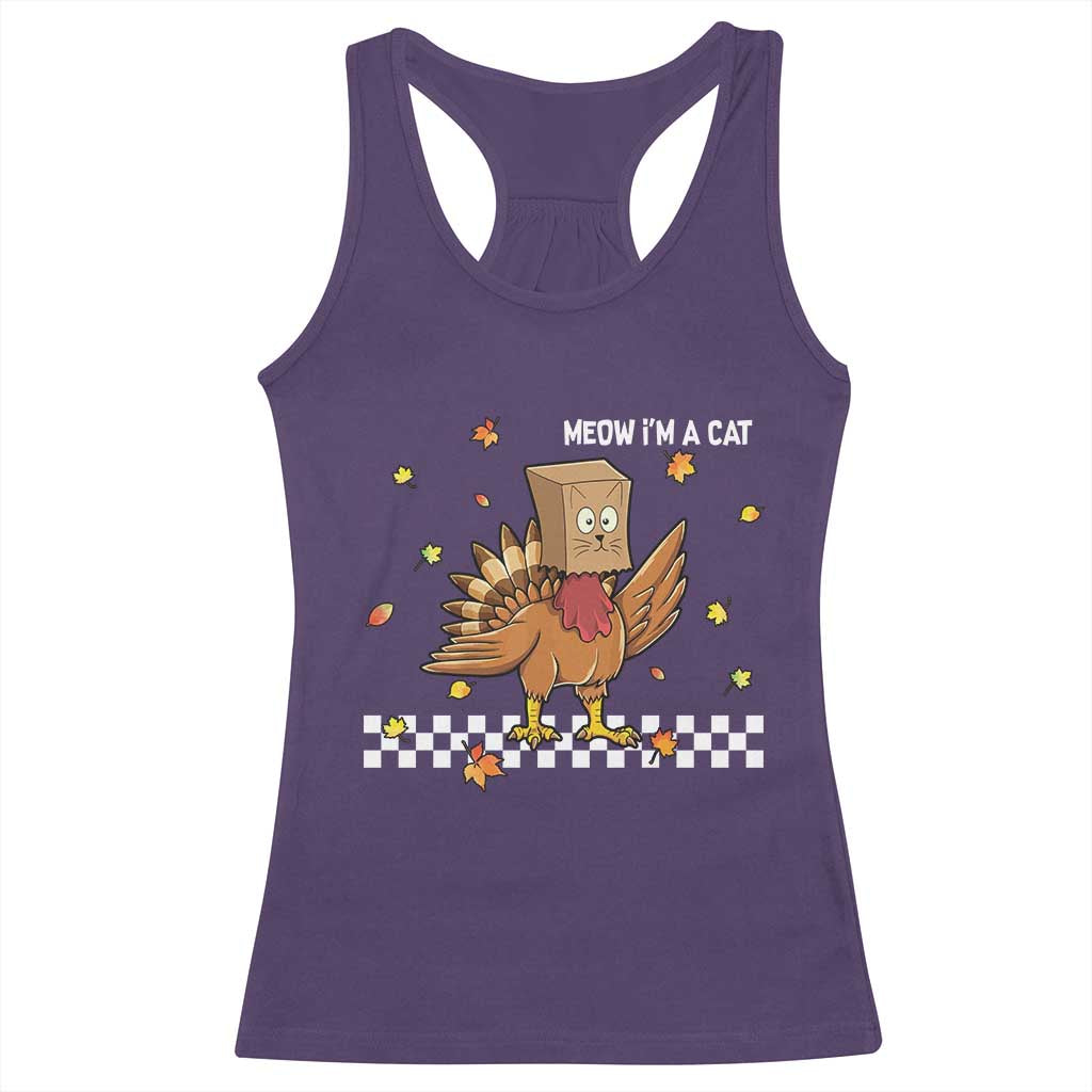 Turkey Cat Racerback Tank Top Funny Thanksgiving Meow TS10 Purple Print Your Wear