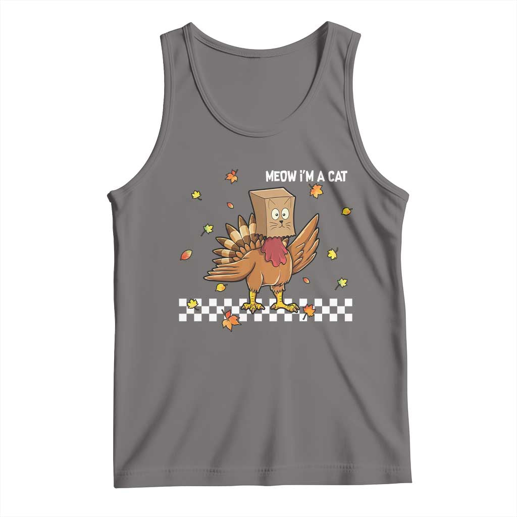 Turkey Cat Tank Top Funny Thanksgiving Meow TS10 Deep Heather Print Your Wear
