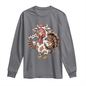 Funny Thanksgiving Long Sleeve Shirt Turkey Moo Cow Lovers TS10 Charcoal Print Your Wear