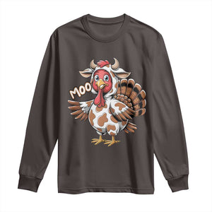 Funny Thanksgiving Long Sleeve Shirt Turkey Moo Cow Lovers TS10 Dark Chocolate Print Your Wear