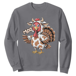 Funny Thanksgiving Sweatshirt Turkey Moo Cow Lovers TS10 Charcoal Print Your Wear