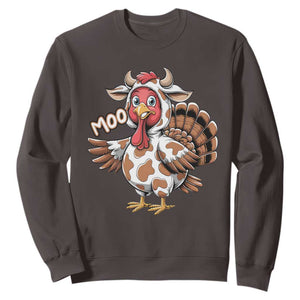 Funny Thanksgiving Sweatshirt Turkey Moo Cow Lovers TS10 Dark Chocolate Print Your Wear