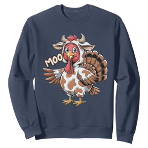 Funny Thanksgiving Sweatshirt Turkey Moo Cow Lovers TS10 Navy Print Your Wear