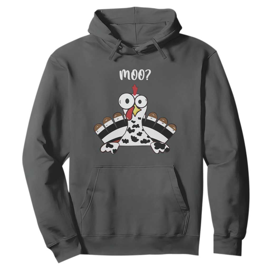 Funny Thanksgiving Hoodie Turkey Moo Cow Farmer Gift TS10 Dark Heather Print Your Wear