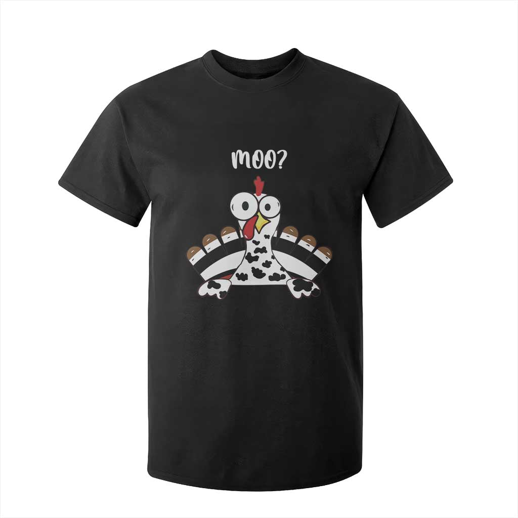 Funny Thanksgiving T Shirt For Kid Turkey Moo Cow Farmer Gift TS10 Black Print Your Wear