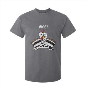 Funny Thanksgiving T Shirt For Kid Turkey Moo Cow Farmer Gift TS10 Charcoal Print Your Wear