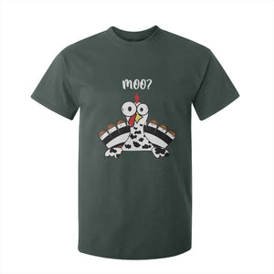 Funny Thanksgiving T Shirt For Kid Turkey Moo Cow Farmer Gift TS10 Dark Forest Green Print Your Wear