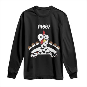 Funny Thanksgiving Long Sleeve Shirt Turkey Moo Cow Farmer Gift TS10 Black Print Your Wear