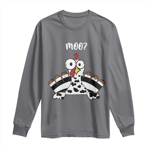 Funny Thanksgiving Long Sleeve Shirt Turkey Moo Cow Farmer Gift TS10 Charcoal Print Your Wear