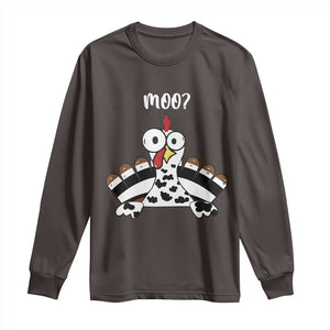 Funny Thanksgiving Long Sleeve Shirt Turkey Moo Cow Farmer Gift TS10 Dark Chocolate Print Your Wear