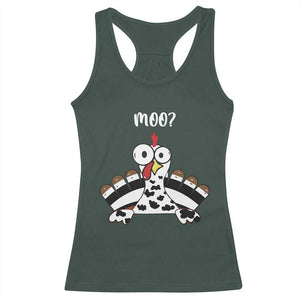 Funny Thanksgiving Racerback Tank Top Turkey Moo Cow Farmer Gift TS10 Dark Forest Green Print Your Wear