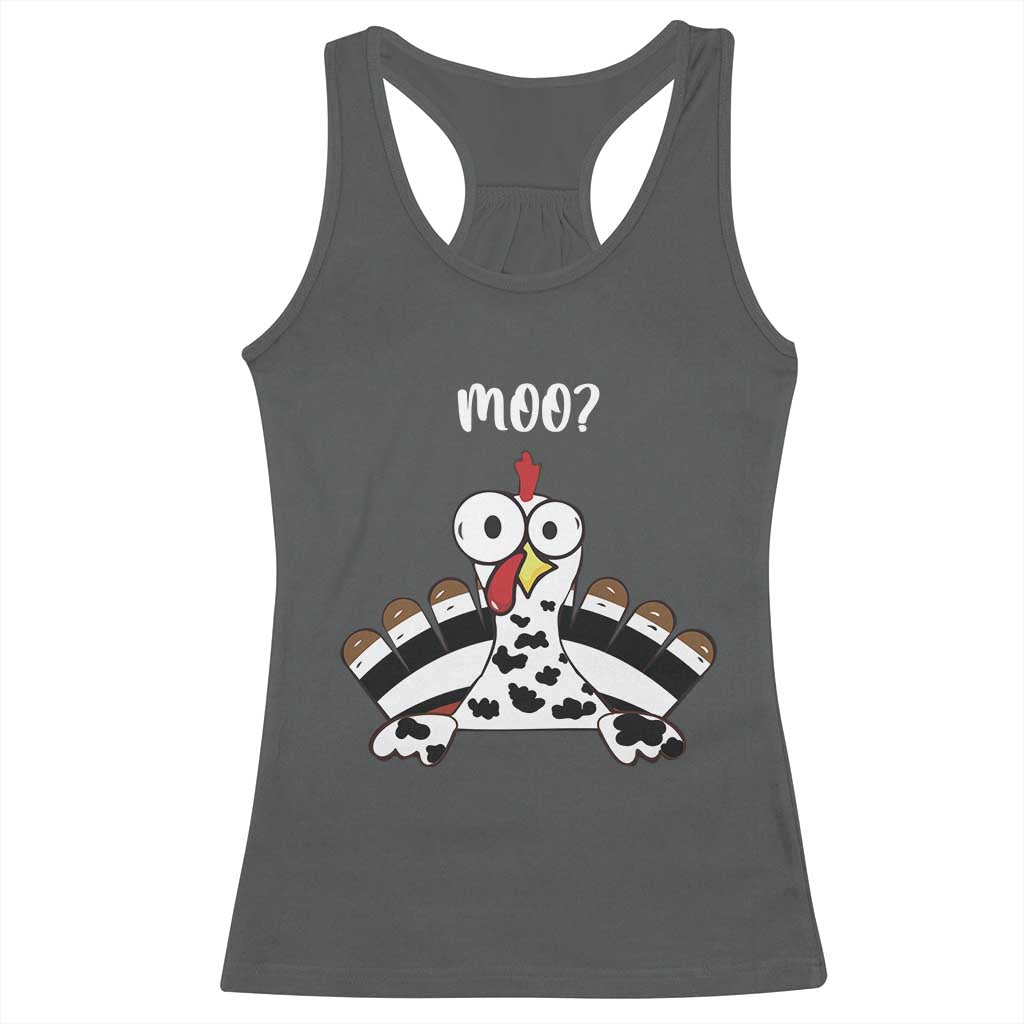 Funny Thanksgiving Racerback Tank Top Turkey Moo Cow Farmer Gift TS10 Dark Heather Print Your Wear