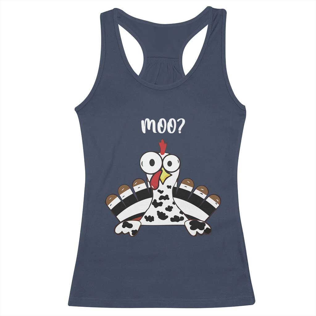 Funny Thanksgiving Racerback Tank Top Turkey Moo Cow Farmer Gift TS10 Navy Print Your Wear