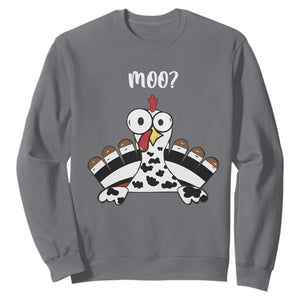 Funny Thanksgiving Sweatshirt Turkey Moo Cow Farmer Gift TS10 Charcoal Print Your Wear