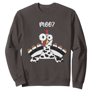 Funny Thanksgiving Sweatshirt Turkey Moo Cow Farmer Gift TS10 Dark Chocolate Print Your Wear