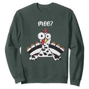 Funny Thanksgiving Sweatshirt Turkey Moo Cow Farmer Gift TS10 Dark Forest Green Print Your Wear