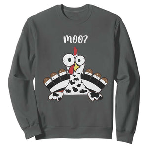 Funny Thanksgiving Sweatshirt Turkey Moo Cow Farmer Gift TS10 Dark Heather Print Your Wear