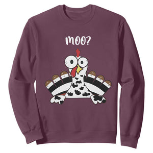 Funny Thanksgiving Sweatshirt Turkey Moo Cow Farmer Gift TS10 Maroon Print Your Wear