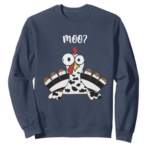 Funny Thanksgiving Sweatshirt Turkey Moo Cow Farmer Gift TS10 Navy Print Your Wear