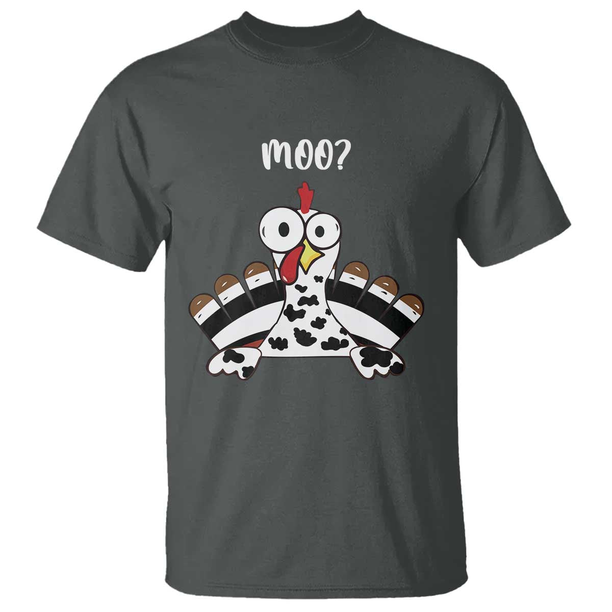 Funny Thanksgiving T Shirt Turkey Moo Cow Farmer Gift TS10 Dark Heather Print Your Wear