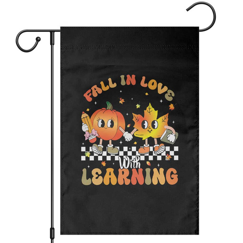Autumn Teacher Garden Flag Retro Fall In Love With Learning Thanksgiving Pumpkin TS10 Black Print Your Wear